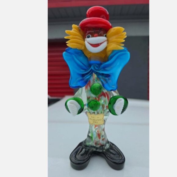 Vintage Murano Italian Glass Hand Blown Clown Original Stickers No Damage